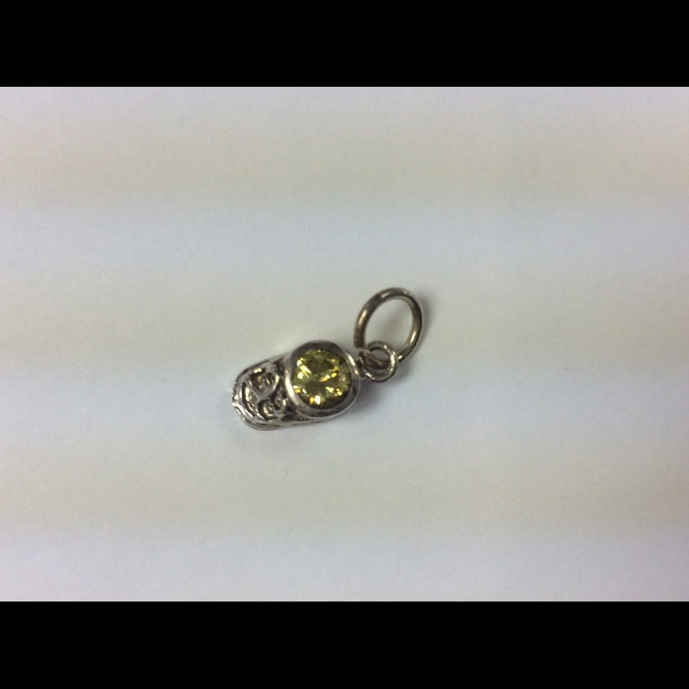 Sterling Silver Baby Bootie with Birthstone